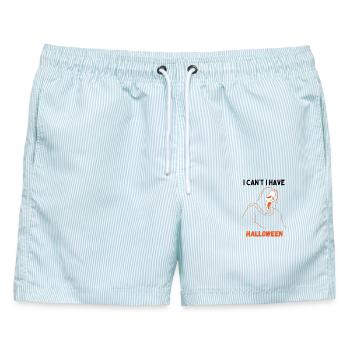 Ich kann Halloween nicht haben - Männer Badeshorts - hellblau gestreift - Vorne - AI Model Male 178 light (178cm)