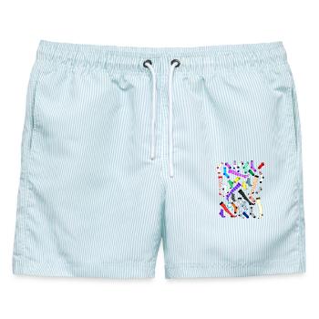 Socken - Männer Badeshorts - hellblau gestreift - Vorne - AI Model Male 178 light (178cm)