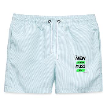 Nen scheiß muss ich - Männer Badeshorts - hellblau gestreift - Vorne - AI Model Male 178 light (178cm)