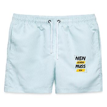 Nen scheiß muss ich - Männer Badeshorts - hellblau gestreift - Vorne - AI Model Male 178 light (178cm)
