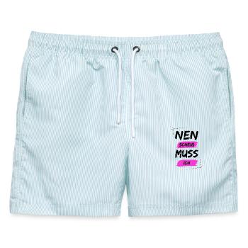 Nen scheiß muss ich - Männer Badeshorts - hellblau gestreift - Vorne - AI Model Male 178 light (178cm)