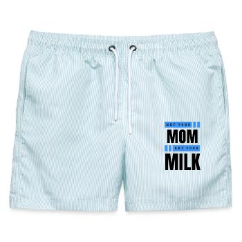 Not Your Mum Not Your Milk - Männer Badeshorts - hellblau gestreift - Vorne - AI Model Male 178 light (178cm)