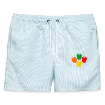 Vier Farben der Paprika - Männer Badeshorts - hellblau gestreift - Vorne - AI Model Male 178 light (178cm)