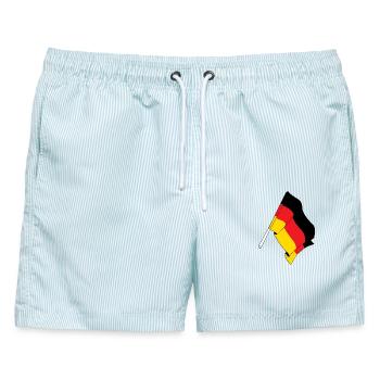 Flagge von Deutschland - Männer Badeshorts - hellblau gestreift - Vorne - AI Model Male 178 light (178cm)