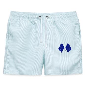 Zwei Flaggen Europäische Union - Männer Badeshorts - hellblau gestreift - Vorne - AI Model Male 178 light (178cm)
