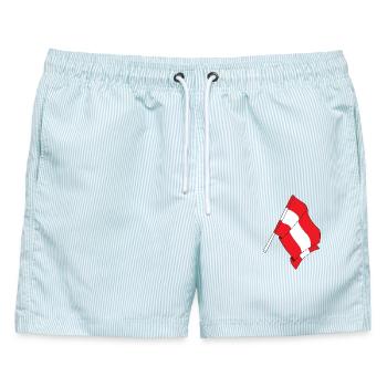 Flagge Österreich - Männer Badeshorts - hellblau gestreift - Vorne - AI Model Male 178 light (178cm)