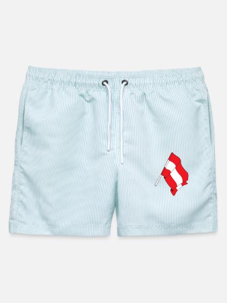 Flagge Österreich - Männer Badeshorts - hellblau gestreift