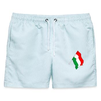 Flagge Ungarn - Männer Badeshorts - hellblau gestreift - Vorne - AI Model Male 178 light (178cm)