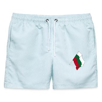 Flagge Bulgarien - Männer Badeshorts - hellblau gestreift - Vorne - AI Model Male 178 light (178cm)