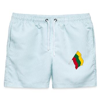 Flagge Litauen - Männer Badeshorts - hellblau gestreift - Vorne - AI Model Male 178 light (178cm)