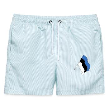 Flagge Estland - Männer Badeshorts - hellblau gestreift - Vorne - AI Model Male 178 light (178cm)