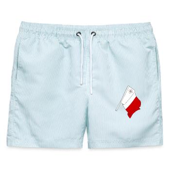 Flagge von Malta - Männer Badeshorts - hellblau gestreift - Vorne - AI Model Male 178 light (178cm)
