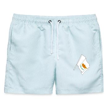 Flagge Zypern - Männer Badeshorts - hellblau gestreift - Vorne - AI Model Male 178 light (178cm)