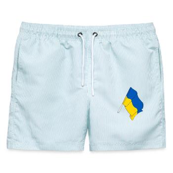 Flagge Ukraine - Männer Badeshorts - hellblau gestreift - Vorne - AI Model Male 178 light (178cm)