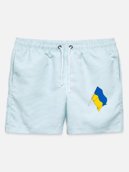 Flagge Ukraine - Männer Badeshorts - hellblau gestreift