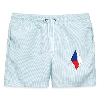 Flagge der Tschechischen Republik - Männer Badeshorts - hellblau gestreift - Vorne - AI Model Male 178 light (178cm)