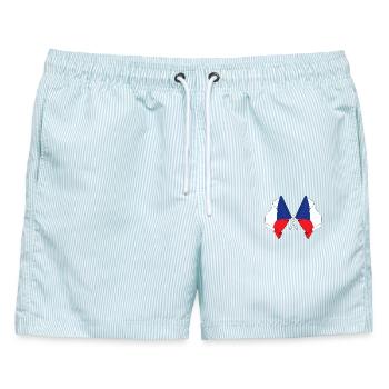 Zwei Flaggen Tschechien - Männer Badeshorts - hellblau gestreift - Vorne - AI Model Male 178 light (178cm)
