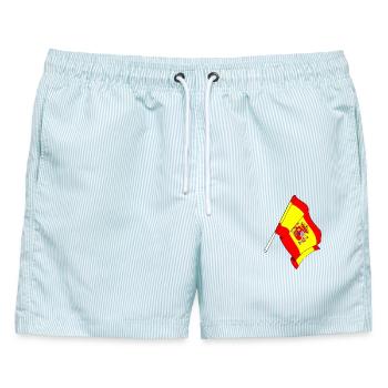 Flagge von Spanien - Männer Badeshorts - hellblau gestreift - Vorne - AI Model Male 178 light (178cm)