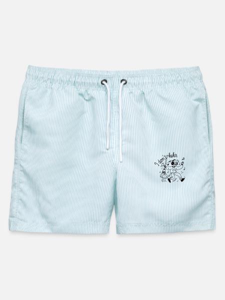 I Don’t Kehr Lustiges Denglisch Wortspiel - Männer Badeshorts - hellblau gestreift