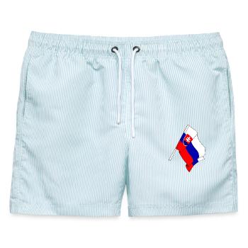 Flagge der Slowakei - Männer Badeshorts - hellblau gestreift - Vorne - AI Model Male 178 light (178cm)