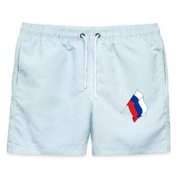 Flagge Russland - Männer Badeshorts - hellblau gestreift - Vorne - AI Model Male 178 light (178cm)