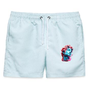 Neonmarmor-Kopf-Antlitz - Männer Badeshorts - hellblau gestreift - Vorne - AI Model Male 178 light (178cm)