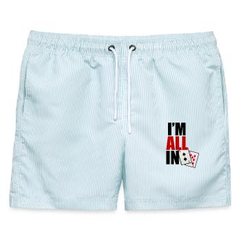 Alles in Poker - Männer Badeshorts - hellblau gestreift - Vorne - AI Model Male 178 light (178cm)