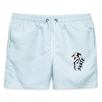 SKATE TSHIRT 2024 - Männer Badeshorts - hellblau gestreift - Vorne - AI Model Male 178 light (178cm)