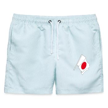 Flagge von Japan, japanische Flagge - Männer Badeshorts - hellblau gestreift - Vorne - AI Model Male 178 light (178cm)