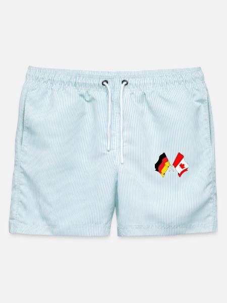 Flagge von Deutschland und Flagge Kanada - Männer Badeshorts - hellblau gestreift