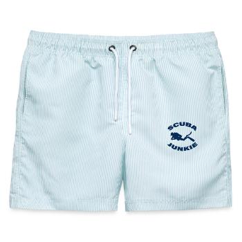 SCUBA JUNKIE - Männer Badeshorts - hellblau gestreift - Vorne - AI Model Male 178 light (178cm)