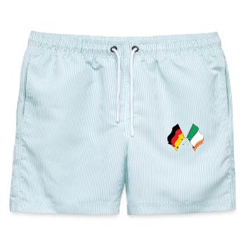 Flagge von Deutschland und Flagge von Irland - Männer Badeshorts - hellblau gestreift - Vorne - AI Model Male 178 light (178cm)