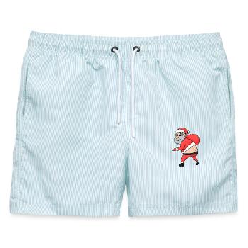 Weihnachtsmann Hintern Lustig - Männer Badeshorts - hellblau gestreift - Vorne - AI Model Male 178 light (178cm)