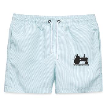 Biobauer Pflanzenflüsterer Mistgabel Geschenk - Männer Badeshorts - hellblau gestreift - Vorne - AI Model Male 178 light (178cm)