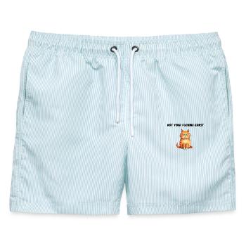 Not your fucking ernst - Männer Badeshorts - hellblau gestreift - Vorne - AI Model Male 178 light (178cm)