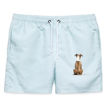 Windhund - Männer Badeshorts - hellblau gestreift - Vorne - AI Model Male 178 light (178cm)