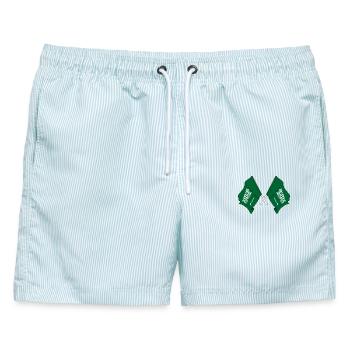 Zwei Flaggen Saudi-Arabien - Männer Badeshorts - hellblau gestreift - Vorne - AI Model Male 178 light (178cm)