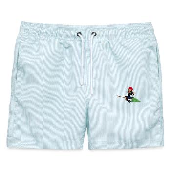Schwarzwald Hexe - Männer Badeshorts - hellblau gestreift - Vorne - AI Model Male 178 light (178cm)