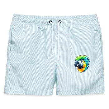Papagei Polygon - Männer Badeshorts - hellblau gestreift - Vorne - AI Model Male 178 light (178cm)