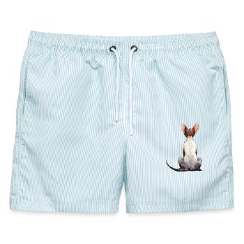 Cornish Rex - Männer Badeshorts - hellblau gestreift - Vorne - AI Model Male 178 light (178cm)