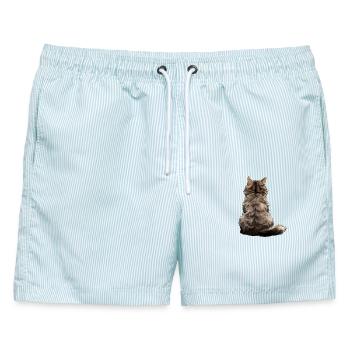 Selkirk Rex - Männer Badeshorts - hellblau gestreift - Vorne - AI Model Male 178 light (178cm)