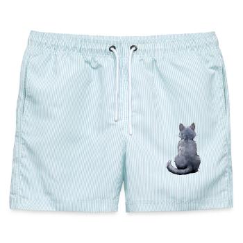 Russisch Blau - Männer Badeshorts - hellblau gestreift - Vorne - AI Model Male 178 light (178cm)
