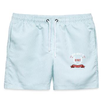 Stuttgart kämpfen und siegen - Männer Badeshorts - hellblau gestreift - Vorne - AI Model Male 178 light (178cm)