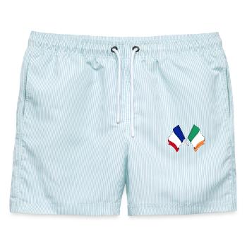 Flagge von Frankreich und Flagge von Irland - Männer Badeshorts - hellblau gestreift - Vorne - AI Model Male 178 light (178cm)