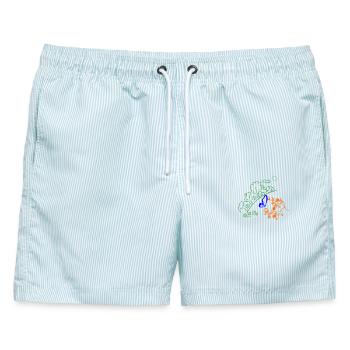 ich zeichne mir die Welt - Männer Badeshorts - hellblau gestreift - Vorne - AI Model Male 178 light (178cm)