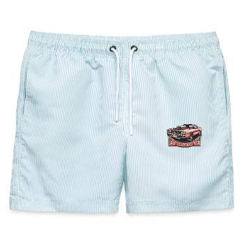 Amerikanisches Muscle-Car - Männer Badeshorts - hellblau gestreift - Vorne - AI Model Male 178 light (178cm)