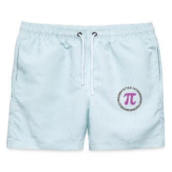 Pi-Tag - Glücklicher Pi-Tag - Männer Badeshorts - hellblau gestreift - Vorne - AI Model Male 178 light (178cm)