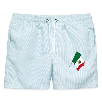 Flagge von Mexiko - Männer Badeshorts - hellblau gestreift - Vorne - AI Model Male 178 light (178cm)
