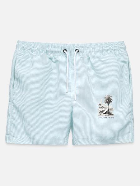 Go where you feel more alive - Männer Badeshorts - hellblau gestreift