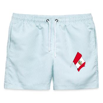 Flagge Peru - Männer Badeshorts - hellblau gestreift - Vorne - AI Model Male 178 light (178cm)